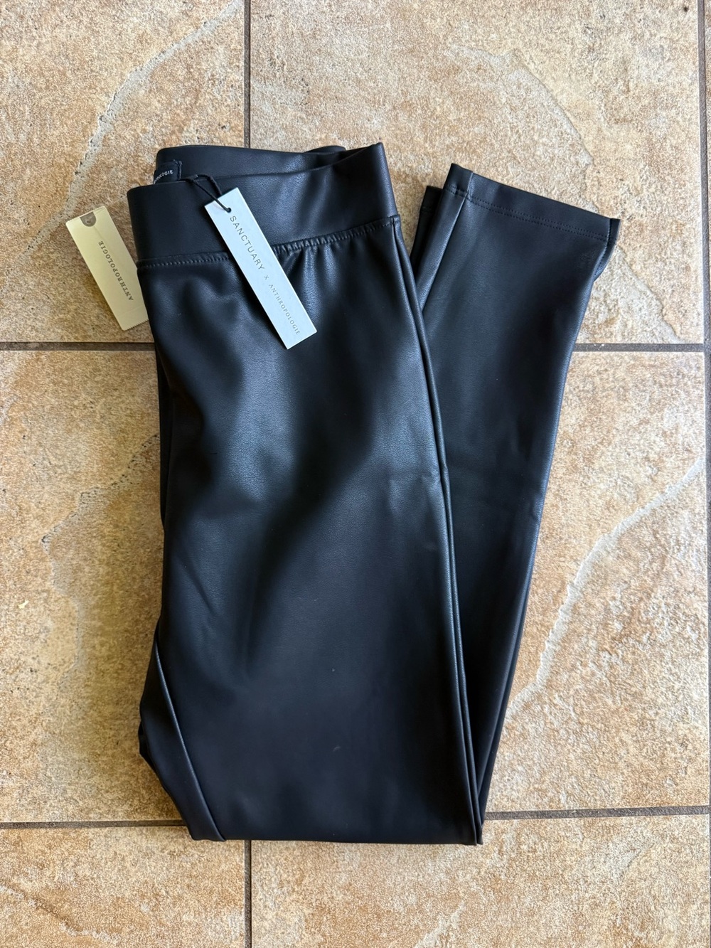 NWT Sanctuary X Anthropologie Black Faux Leather Leggings Women’s Small